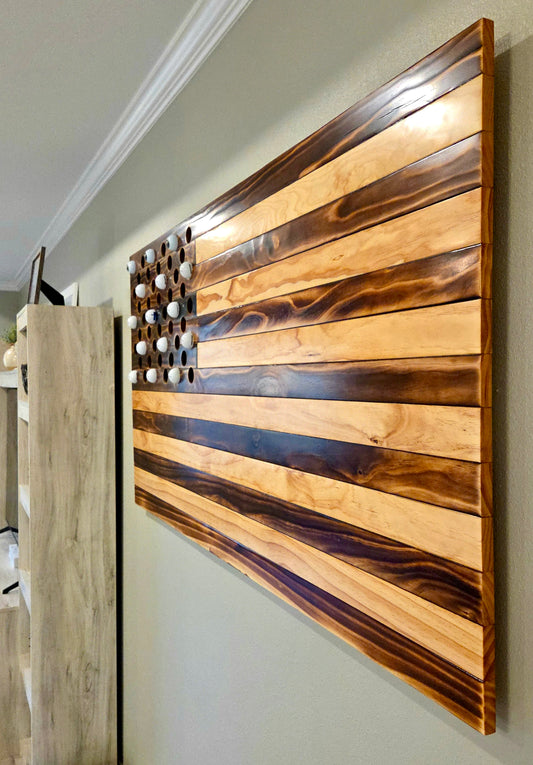 Rustic Golf Ball Flag-Wall Display