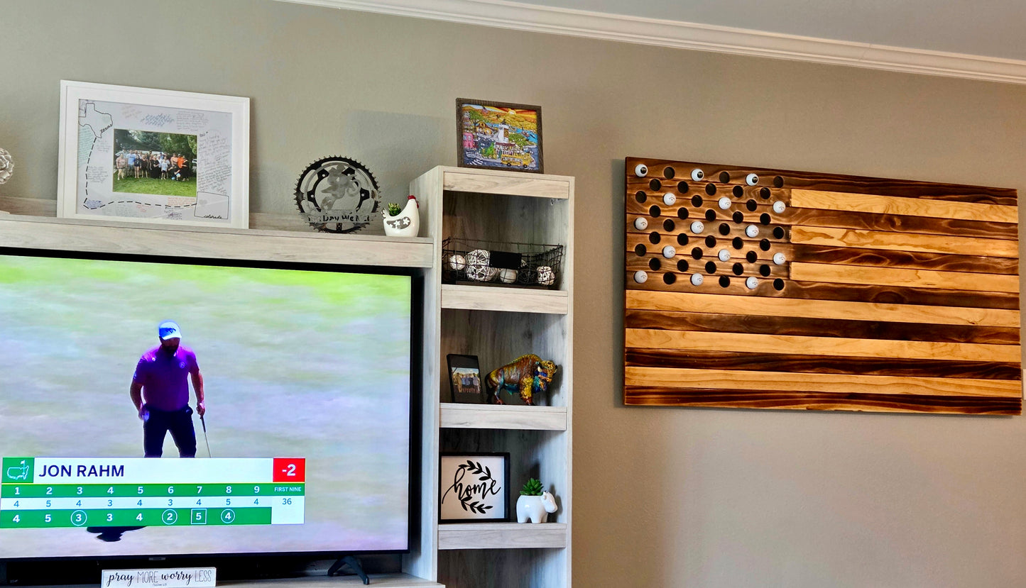 Rustic Golf Ball Flag-Wall Display