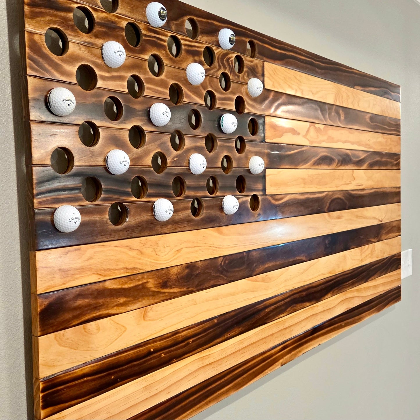Rustic Golf Ball Flag-Wall Display