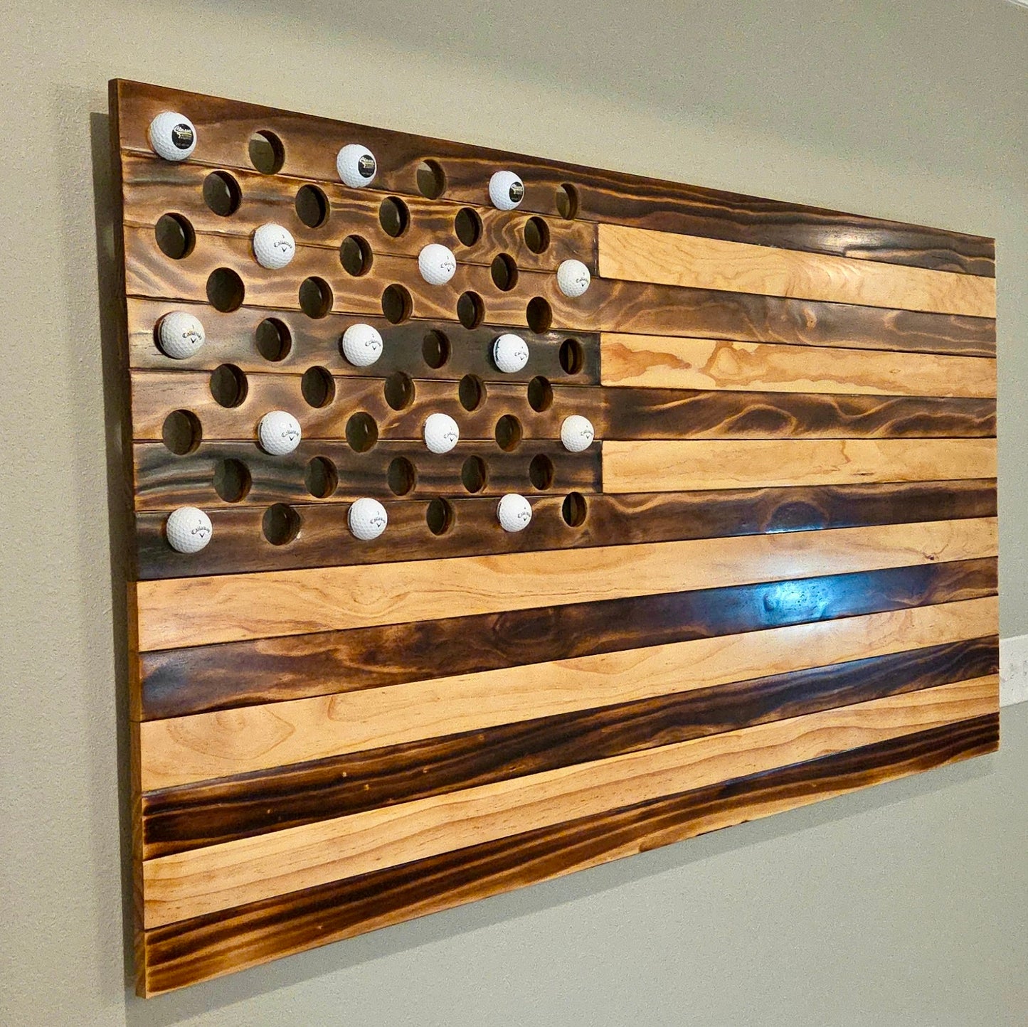 Rustic Golf Ball Flag-Wall Display