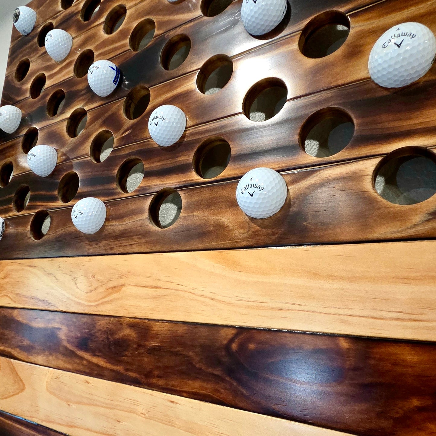 Rustic Golf Ball Flag-Wall Display